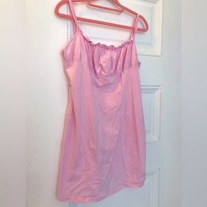 Pink Barbie Strappy Cotton Mini Dress With Ruched Bust in size (12)